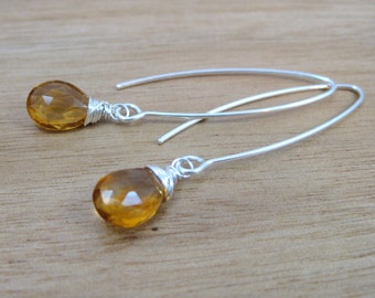 Citrine Sterling Silver Drop Earrings