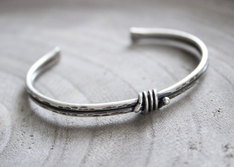 Sterling Silver Rustic Knot Cuff Bracelet image 1