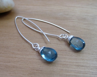 London Blue Topaz Dangle Earrings Sterling Silver