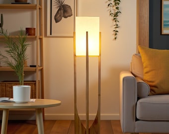 Solid Wood Floor Lamp, Scandinavian Standing Lamp, Mid Century Modern Lighting, Oak or Walnut Floor Light, Minimalist Living Room Lamp