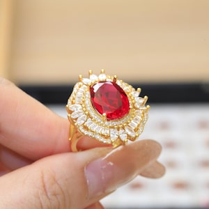 Lab Created Ruby Ring Setting 10x14mm Oval, 925 Sterling Silver, Vintage Halo DIY Ring Mount, July Birthstone, How This Ring Is Made