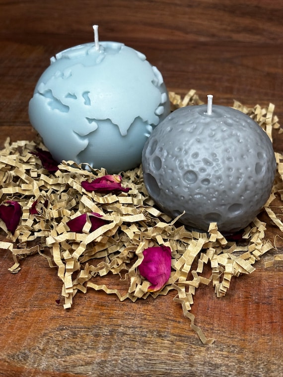 Erde & Mond Kerzenset, Weltraum Kerzen, Dekokerzen, Duftkerzenset