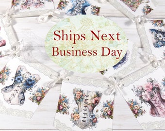 Floral Corset Lingerie Shower Banner, Ships Next Business Day, Bachelorette Party, Bridal Shower Sign, Ooh La La