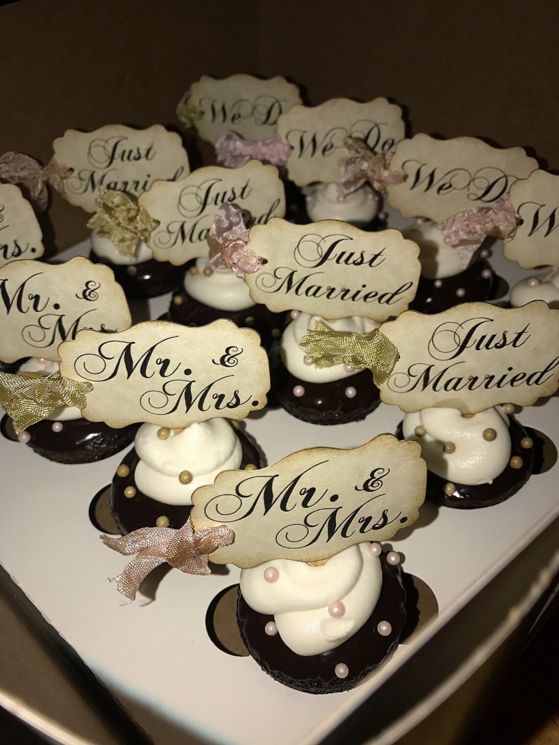 Wedding Cupcake Toppers Party Picks Bridal Mix Just Etsy