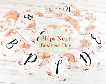 Bride to Be Peach Floral Banner with ribbons, Ready to Ship, Watercolor Floral Shower Banner Sign