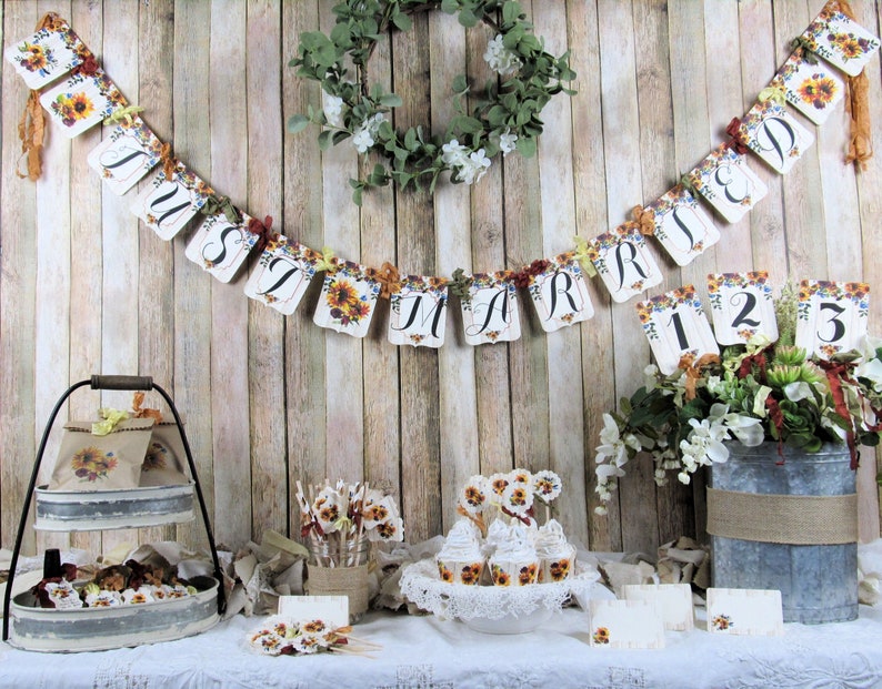 Sunflowers Rustic Wedding Shower Decorations Package Banner Etsy