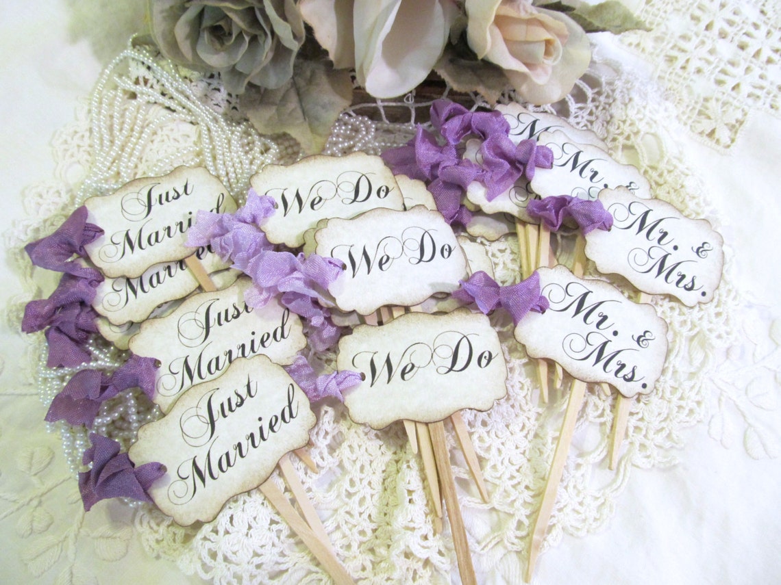 Wedding Cupcake Toppers Party Picks Bridal Mix Just Etsy