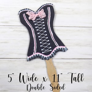 Ooh La La Pink Black Corset Shoes Bridal Shower Decorations Banner Garland Bunting Sign Cupcake Toppers Favor Bags & Tags Floral Picks Corset Cake Topper