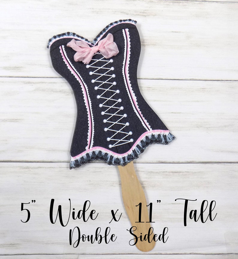 Ooh La La Pink Black Corset Shoes Bridal Shower Decorations Banner Garland Bunting Sign Cupcake Toppers Favor Bags & Tags Floral Picks Corset Cake Topper