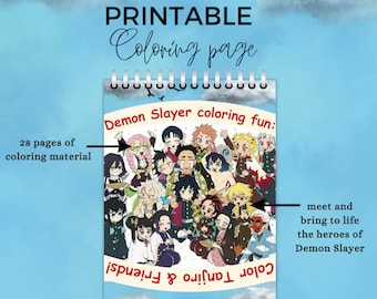 Demon Slayer Coloring Book, Tanjiro and Friends (Printable)
