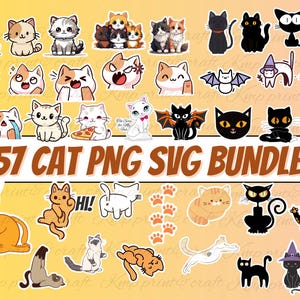 Printable Cat ClipArt digital stickers,cat svg,cat png bundle,kitten png,planner supplies,kawaai cat stickers,cute cat stickers