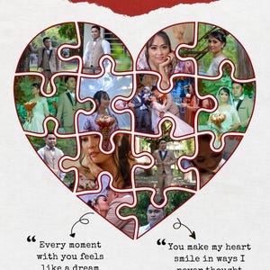 Heart-Shaped Photo Puzzle Collage Template: Canva Editable (Digital Download)