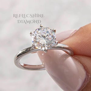 2 Carat E Color VVS2 Clarity IGI Certified Round Brilliant IDEAL Cut Lab Created Diamond Solitaire Ring, 6 Prongs 14k White Gold