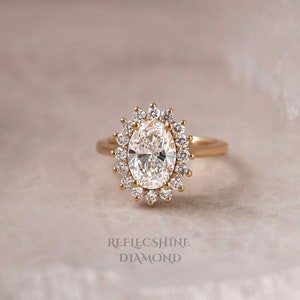 Unique Style Oval Cut 2.30 carat E Color VVS2 Clarity IGI Certified Lab Diamond Solitaire Hidden Halo & Side Round Engagement Ring 14k Gold