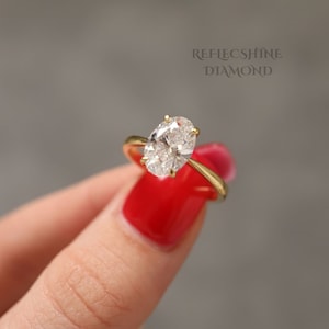 Collection Goods Rare E Color VVS2 Clarity Oval 2.00 Carat IGI Certified Lab Grown Diamond Solitaire Hidden Halo Engagement Ring 14k Gold
