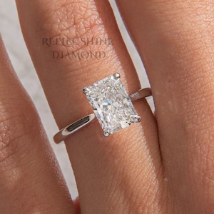 Radiant Cut 2.50 carat F Color VVS2 Clarity IGI Certified Elongated Radiant Cut Lab Grown Diamond Solitaire Engagement Ring Solid 14k Gold