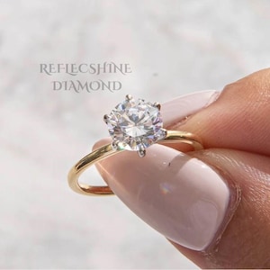 2 Carat F Color VVS2 Clarity Round Brilliant Ideal Cut Lab Grown Diamond Solitaire Engagement Ring, 6 Prongs 14k White Gold IGI Certified