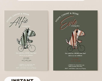 Dinosaur Birthday Invitation Template: Customizable Dino Party (Digital Download)