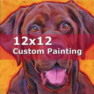 12x12 CUSTOM PAINTING Original Dog Portrait Art Painting by Lynn Culp image 1