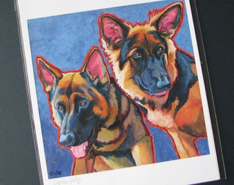 GERMAN SHEPHERD Dogs 8x10 Art Print from Painting by Lynn Culp