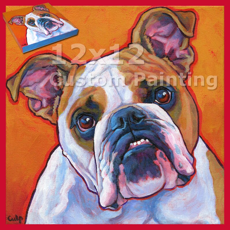12x12 CUSTOM PAINTING Original Dog Portrait Art Painting by Lynn Culp image 3