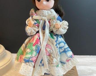 Bradley Doll Miss May 1970’s Bradley Doll Straw Hat Bright Floral Dress