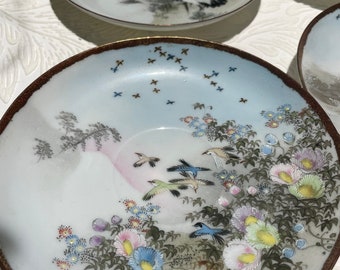 Handbeschilderde schoteltjes in Kutani-stijl, Japans fijnporselein, set van 6 inch