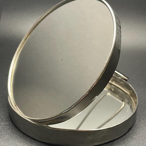 Mirror Compact 1940s Hammered Silver Dual Mirror
