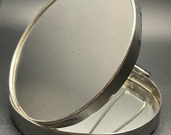Mirror Compact 1940s Hammered Silver Dual Mirror