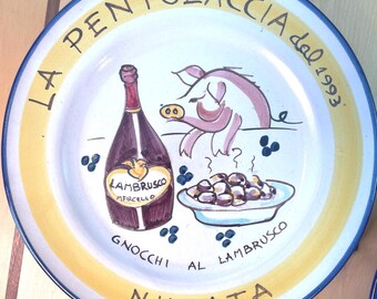 V. Pinto Vietri Made in Italy Red Clay Plates Times Three Gnocchi Al Lambrusco La Pentolaccia Niigata