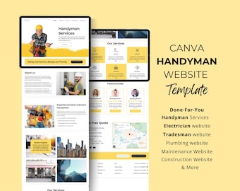 Websitesjabloon Klusjesman Service Canva-websitesjabloon Onderhoudsservice Bewerkbare Canva-websitesjabloon voor klusjesman