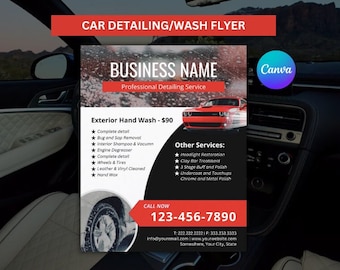 Car Wash Flyer Car Detailing Editable Poster Canva Flyer Template Automobile Services Flyer Car Repair Price List Business Instant Download