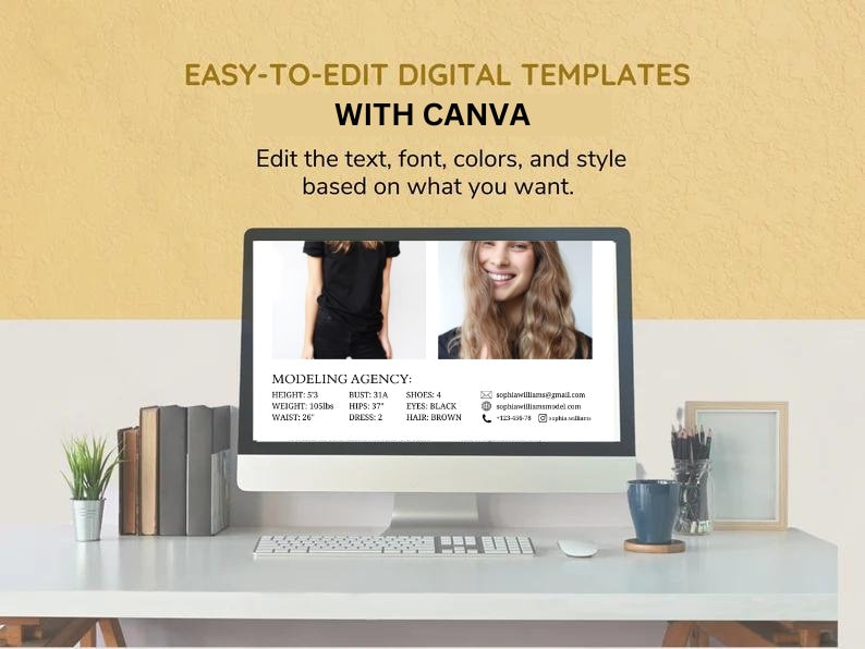 Modeling Comp Card Template, Canva Template, Fashion Model Zed Card