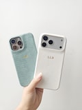 Personalized Leather iPhone Case, Minimalist Phone Case for iPhone 17 16 15 Pro Max, Textured Initials Case