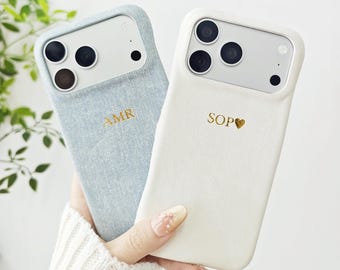 Personalized Denim iPhone Case, Custom iPhone Case, Monogram Phone Case for iPhone 17 16 15 Pro Max