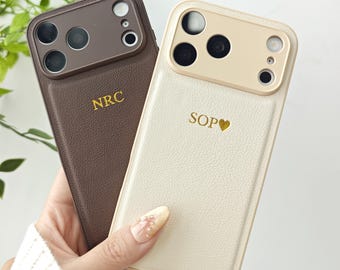Custom Embossed Leather Phone Case,  Monogram iPhone Case, Personalized Case for iPhone 17 16 15 Pro Max