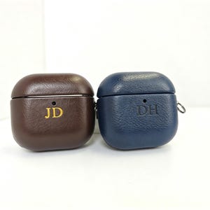 Custom Leather AirPods Pro Case, Personalized Monogram AirPods Case, Initials Gift for Him