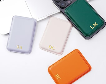 Cartera MagSafe con iniciales personalizadas, tarjetero personalizado, compatible con iPhone 17, 16, 15, 14, 13 y 12