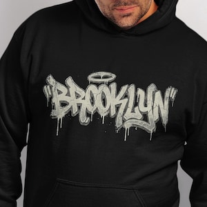 Sudadera con capucha estilo grafiti de Brooklyn, estilo streetwear, sudadera unisex con capucha, suéter gráfico urbano de Nueva York, sudadera grunge vintage de los 90