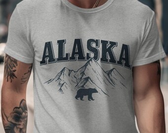 Alaska Mountains Bear T-Shirt Unisex Tee Wild Nature Adventure Outdoor Souvenir