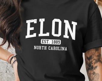 Elon North Carolina T-Shirt, Vintage Est. 1889 Distressed College Apparel, University Alumni Student Fan Tee Gift for Men Women