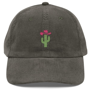 Cactus Cowboy Hat Embroidered Corduroy Cowgirl Baseball Hat Vintage Cactus Embroidery Boho Yeehaw Western Cowgirl Gifts Corded Vintage Cap