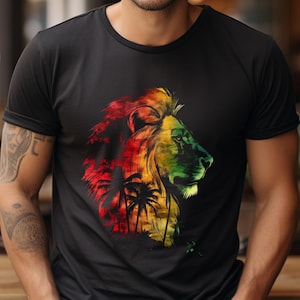 Lion Of Judah Shirt Reggae Music Tshirt Vintage Jamaican Palm Trees Rastafari Rasta African Jamaica Rastafarian Tee Gift Idea T-Shirt