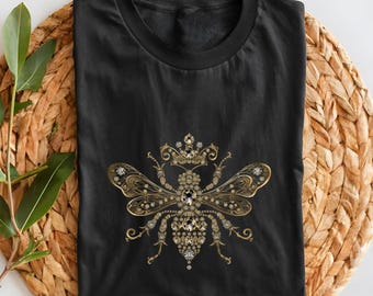 Queen Bee Shirt Vintage Luxury Bee Diamonds Tshirt Beekeeper Bee Lover T-Shirt
