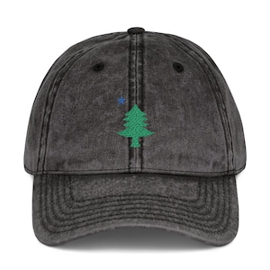 Maine Pine Tree State Embroidered Baseball Hat Vintage Embroidery Cap Maine Pride State Flag Gift Idea Vintage Cap