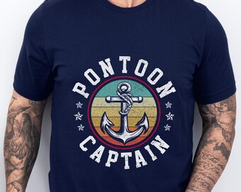 Pontoon Captain Shirt Pontooning Tshirt Boat Owner Lake Boating Vintage Pontoon Captain Gift Idea T-Shirt