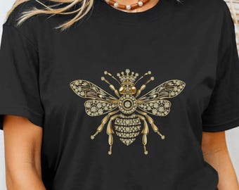 Queen Bee Shirt Vintage Luxury Bee Diamonds Tshirt Beekeeper Bee Lover T-Shirt