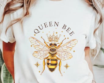 Queen Bee Shirt Vintage Bee Crown Tshirt Beekeeper Bee Lover T-Shirt