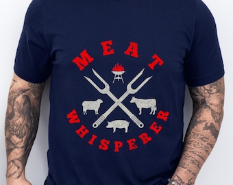 BBQ Grilling Tshirt Meat Whisperer Shirt Funny Grill Master Texas Barbecue Chef Tee For Men Father's Day Gifts Unisex T-Shirt