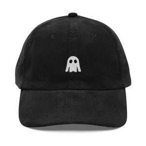 Cute Ghost Halloween Corduroy Cap Embroidered Baseball Hat Embroidery Funny Spooky Lazy Halloween Costume Gift Idea Corded Vintage Cap